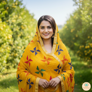 The Yellow Star Bloom Phulkari Dupatta
