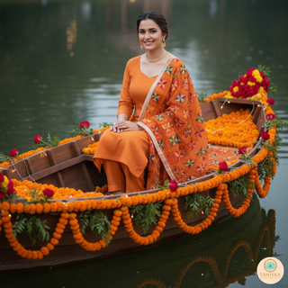 The Orange Star Bloom Phulkari Dupatta