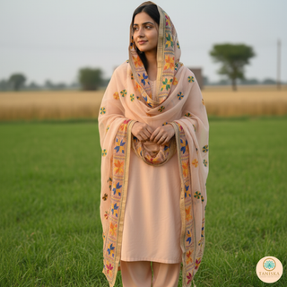 The Peach Bloom Phulkari Dupatta