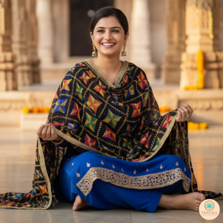 The Midnight Star Bloom Phulkari Dupatta