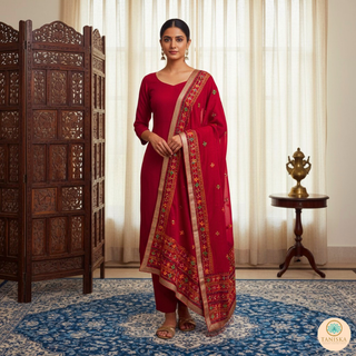 The Rich Merlot Phulkari Dupatta