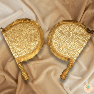 Royal Golden Punjabi Pakhi (Hand Fans) - Pack of 2