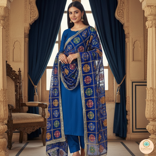The Blue Rose Garden Phulkari Dupatta