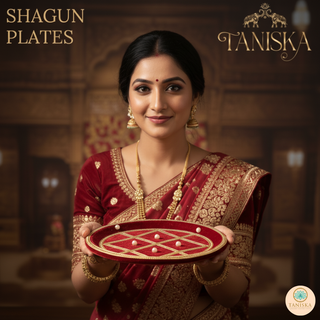 Decorative Maroon Shagun Plate