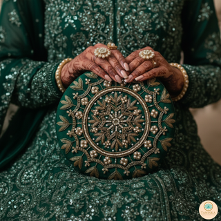The Emerald Mandala Clutch Bag
