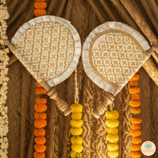 Golden Punjabi Pakhi (Hand Fans) - Pack of 2 Pieces