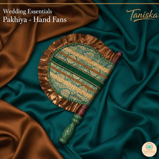 Punjabi Pakhi with Golden-Mint Decorated Patterns (Hand-Fan - Single Piece)