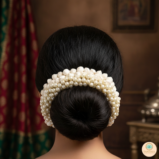 White Traditional Gajra with Pearls