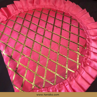 Pink Cross Stripes Punjabi Pakhi (Hand Fans) - Pack of 2