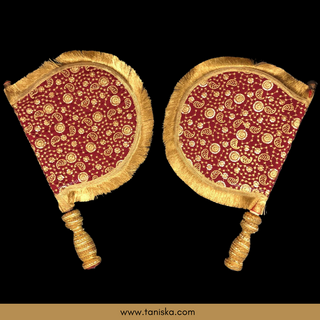 Royal Maroon Punjabi Pakhi (Hand Fans) - Pack of 2