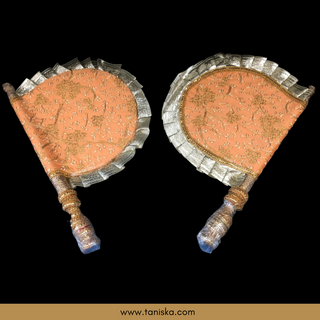 Peach Punjabi Pakhi (Hand Fans) - Pack of 2