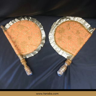 Peach Punjabi Pakhi (Hand Fans) - Pack of 2