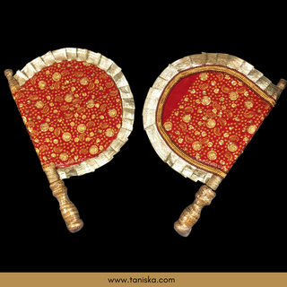 Deep Red Punjabi Pakhi (Hand Fans) - Pack of 2