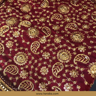 Maroon Punjabi Pakhi (Hand Fans) - Pack of 2