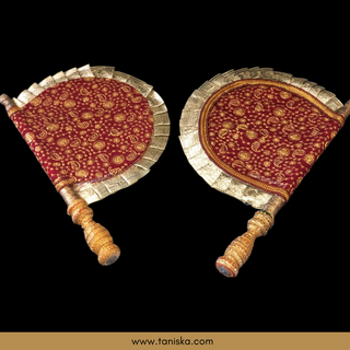 Maroon Punjabi Pakhi (Hand Fans) - Pack of 2
