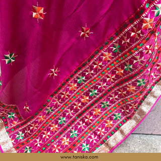 The Gulabi Star Phulkari Dupatta