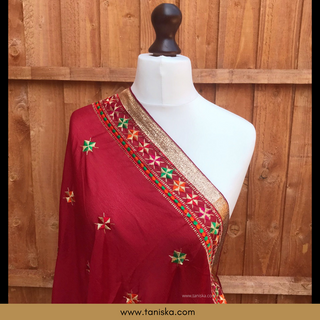 The Rich Merlot Phulkari Dupatta