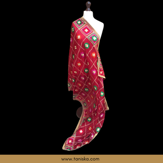 The Royal Ruby Phulkari Dupatta