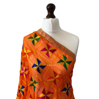 The Orange Star Bloom Phulkari Dupatta