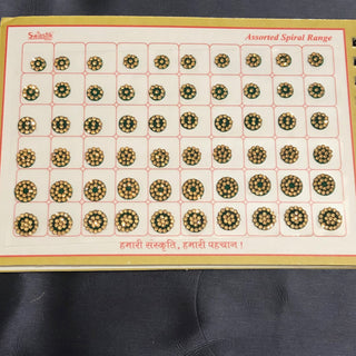 Swastik Golden Swarovski Style FANCY Bindi Book (960 Bindis) - with MIRROR