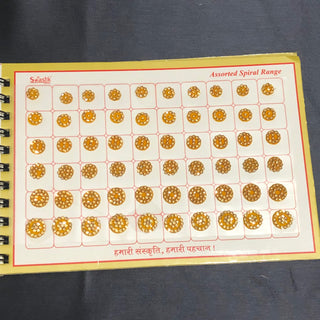 Swastik Golden Swarovski Style FANCY Bindi Book (960 Bindis) - with MIRROR