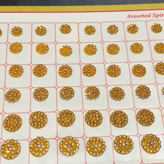 Swastik Golden Swarovski Style FANCY Bindi Book (960 Bindis) - with MIRROR