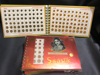 Swastik Golden Swarovski Style FANCY Bindi Book (960 Bindis) - with MIRROR