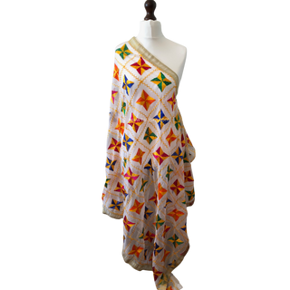 The White Star Bloom Phulkari Dupatta