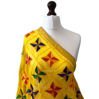 The Yellow Star Bloom Phulkari Dupatta