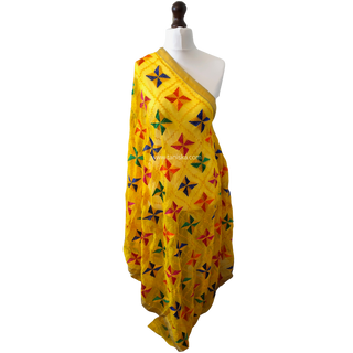 The Yellow Star Bloom Phulkari Dupatta