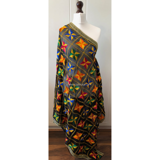 The Midnight Star Bloom Phulkari Dupatta