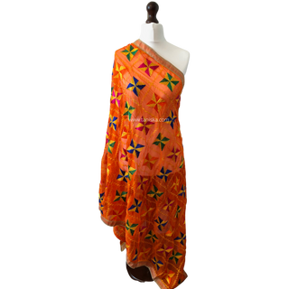 The Orange Star Bloom Phulkari Dupatta