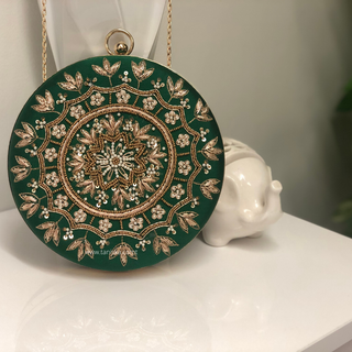 The Emerald Mandala Clutch Bag