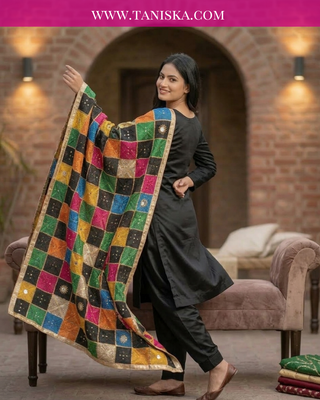 Midnight Onyx Jewel-Tone Bagh Phulkari