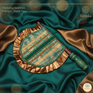 Punjabi Pakhi with Golden-Mint Decorated Patterns (Hand-Fan - Single Piece)