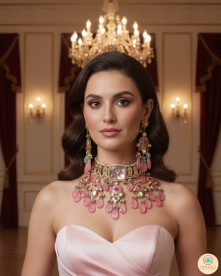 EESHA Pink Kundan Necklace Set