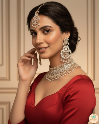 American Diamond Style Necklace Set - Rose Gold