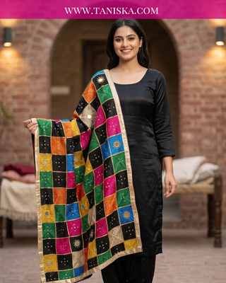 Midnight Onyx Jewel-Tone Bagh Phulkari