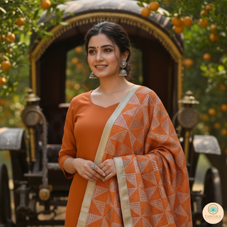 The Tangerine Glam Phulkari Dupatta