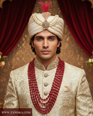 The Maharaja’s Ruby | Layered Crimson & Gold Mala
