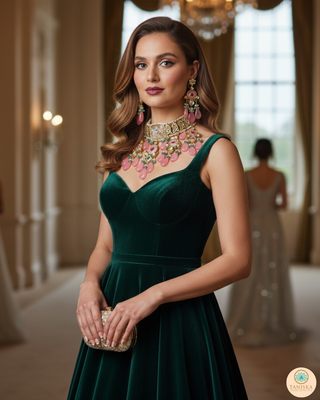 EESHA Pink Kundan Necklace Set
