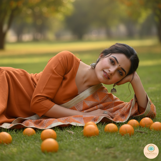 The Tangerine Glam Phulkari Dupatta