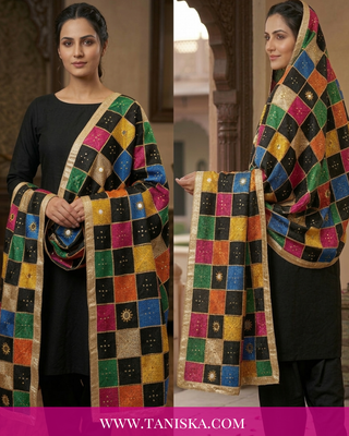 Midnight Onyx Jewel-Tone Bagh Phulkari