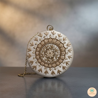 The Pure White Mandala Clutch Bag