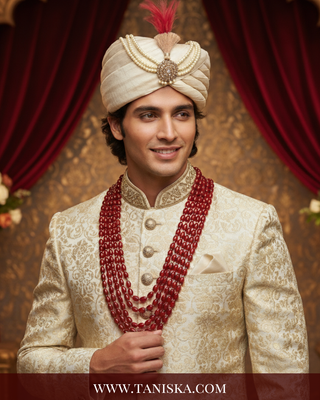 The Maharaja’s Ruby | Layered Crimson & Gold Mala