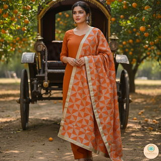 The Tangerine Glam Phulkari Dupatta