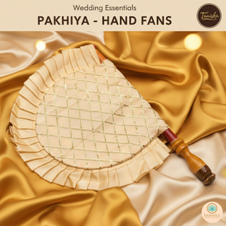 Punjabi Pakhi with Golden Decorated Patterns (Hand-Fan - Single Piece)