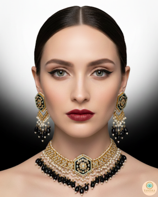 The Onyx Hexagon Majesty Necklace Set