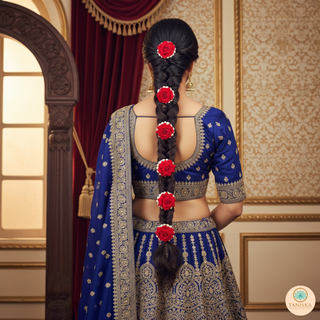 Red/Deep Red Traditional Gajra Pins - Set of 2 Gajra Hair Pins