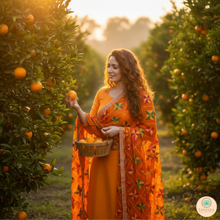 The Orange Star Bloom Phulkari Dupatta